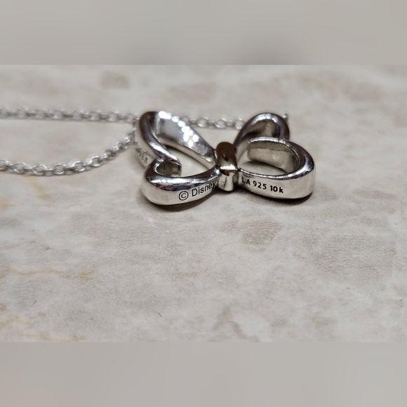 Minnie Mouse Bow Necklace sterling silver and 10k gold Womens - Picture 2 of 15